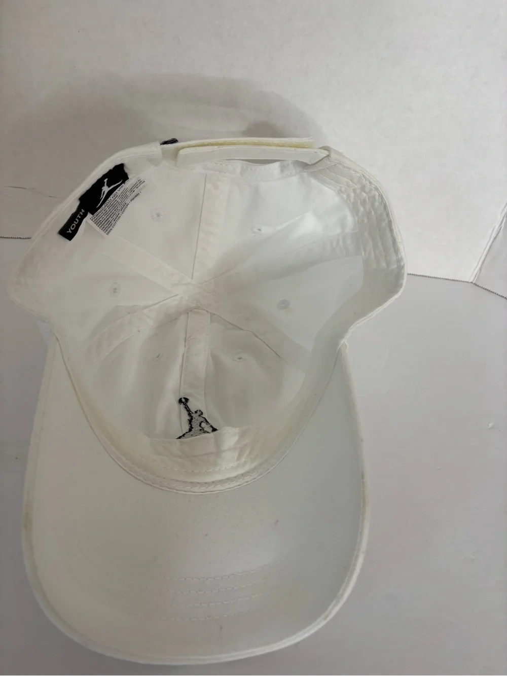 Jordan White Low-Profile Strapback Cap with Black Logo Tab